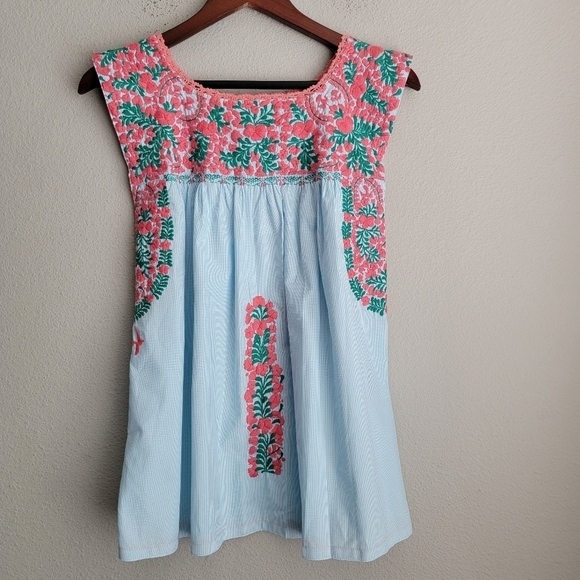 Mi Golondrina Flores Blouse in Dia Coral y Verde size XS NWT - Picture 1 of 4